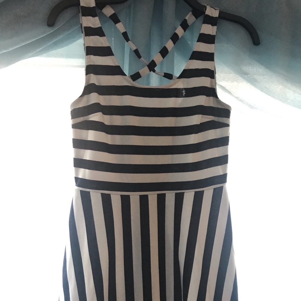 Blue and White Striped Dress